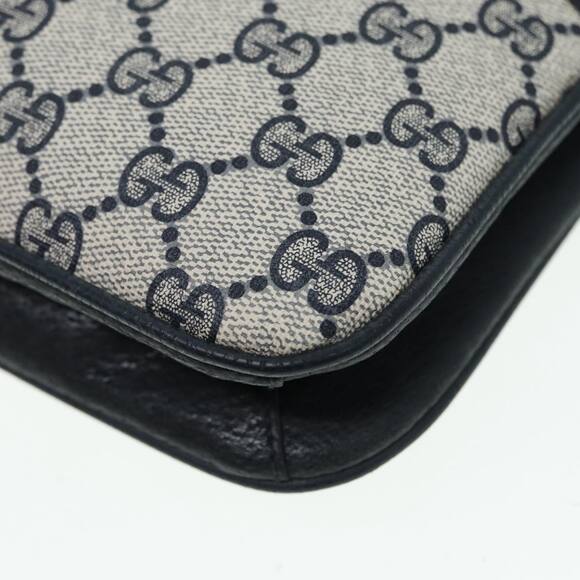 GUCCI GG Supreme Shoulder Bag Pvc Leather Navy Gold - Picture 10 of 16